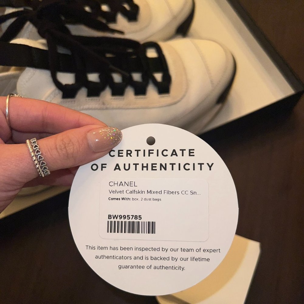 Chanel Size 37 (US 7) Velvet Calfskin Mixed Fibers Sneakers - Picture 12 of 14